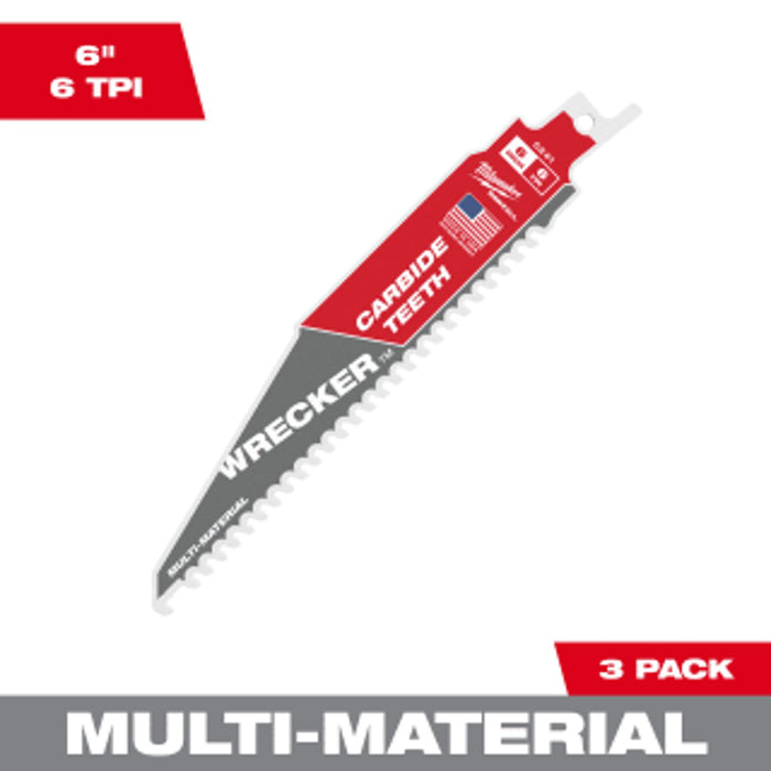 Milwaukee 6" WRECKER SAWZALL Blade with Carbide Teeth