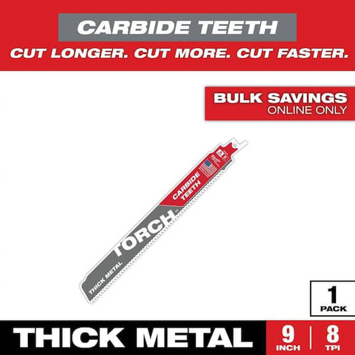 Milwaukee 9" SAWZALL Blade 5T Carbide Teeth for Boats