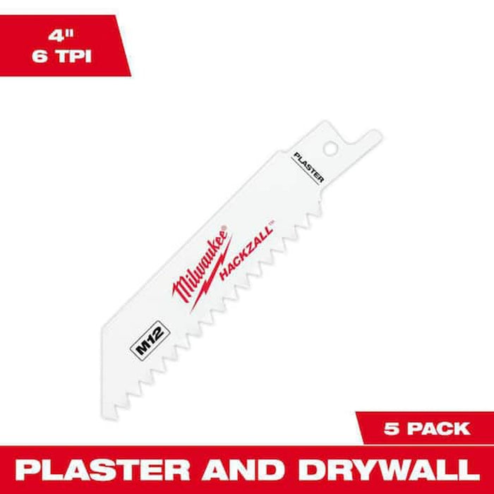 Milwaukee Tool M12 Hackzall Blade-Plaster, Pack of 5