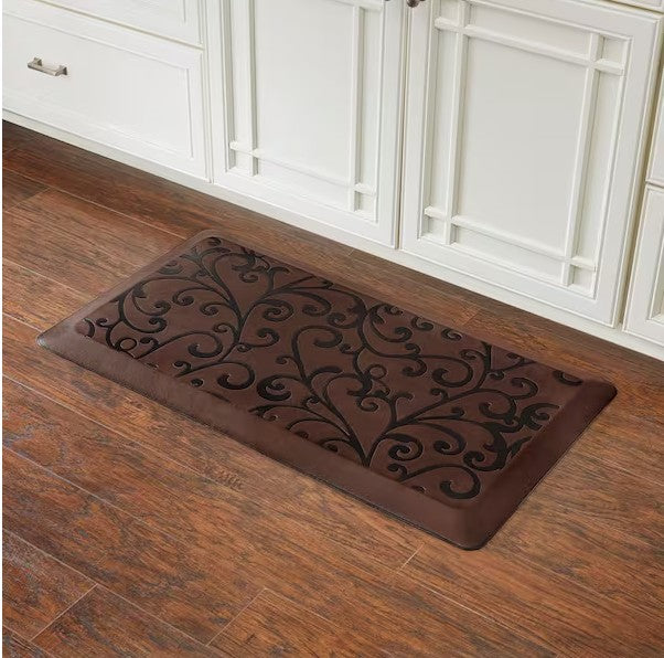 QTY 2: Anti-Fatigue Brown 20 in. x 36 in. Embossed Comfort Kitchen Mat