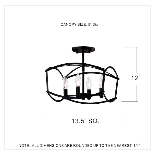 Quoizel Celene 4-Light S Flush Mount Ceiling Light in a Matte Black