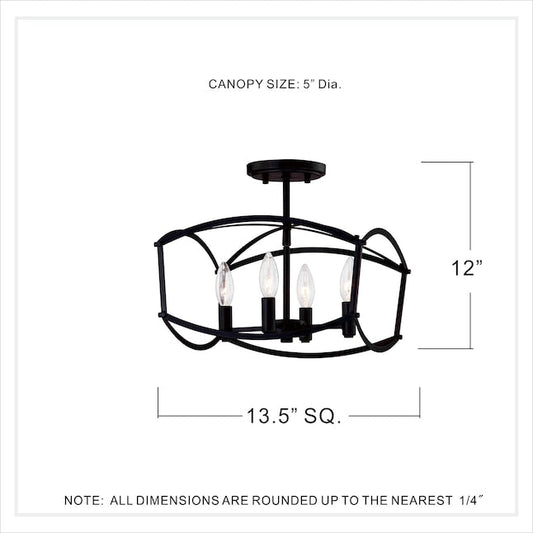 Quoizel Celene 4-Light S Flush Mount Ceiling Light in a Matte Black