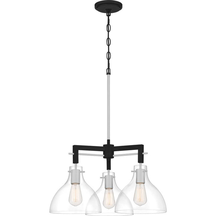 Quoizel Vanguard 3-Light Matte Black & Brushed Nickel Pendant Chandelier