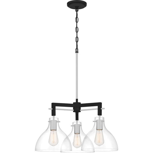 Quoizel Vanguard 3-Light Matte Black & Brushed Nickel Pendant Chandelier
