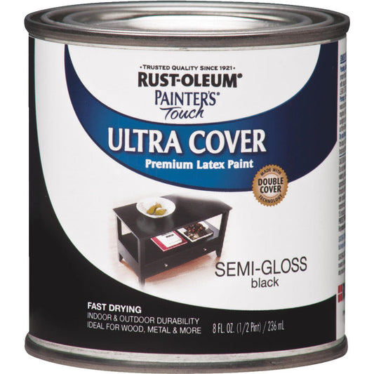 RUST-OLEUM Painters Touch Semi-Gloss Black Paint, 1/2 Pint,