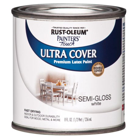 Rust-Oleum Painter's Touch Semi-Gloss White Paint, 1/2 Pint,